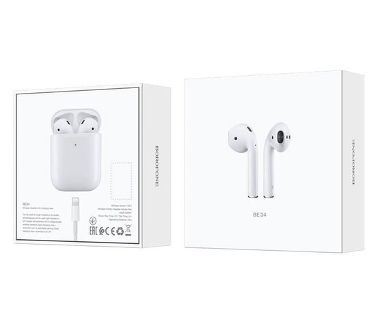 Беспроводные наушники BOROFONE BE34 Original, Bluetooth, 350 мАч, Белый