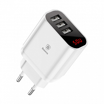 Сетевое зарядное устройство Baseus CCALL-BH02, 3 USB, 3.4А, белый