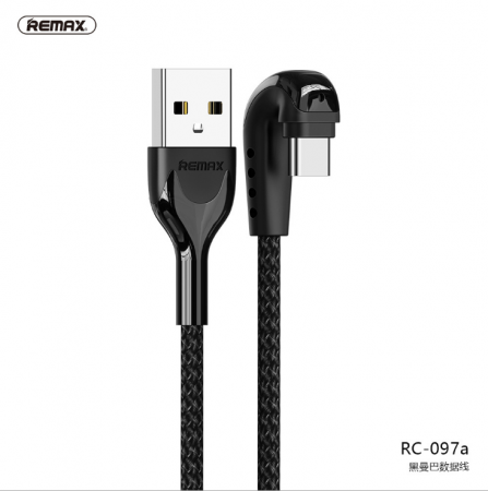 Кабель Remax RC-097a, USB - USB Type-C, 1 м, черный
