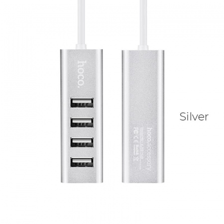 USB 2.0 HUB Hoco HB1 4 порта, серебристый