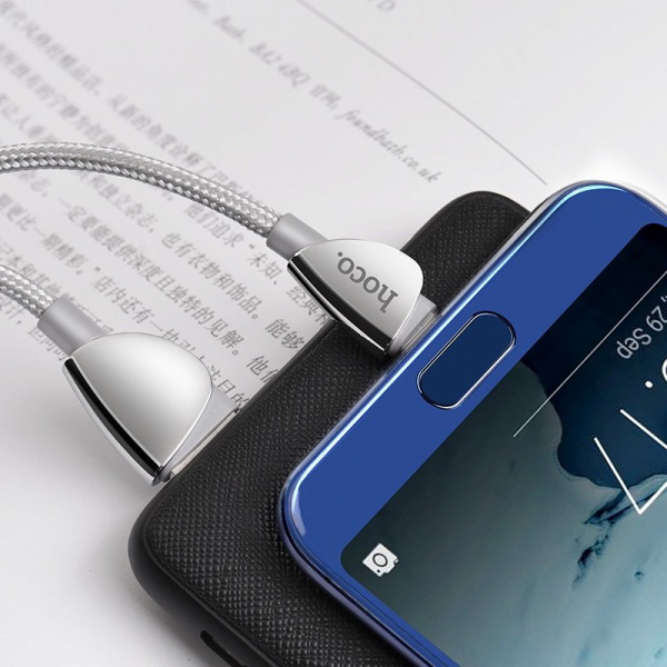 Кабель Hoco U62, USB - USB Type-C, 1.2 м, cеребристый
