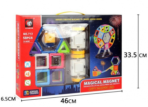 Магнитный конструктор Magical Magnet 713 58 деталей