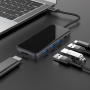 Переходник HOCO HB15 Easy Show, Type-C - 3xUSB3.0+ HDMI+PD, серый металлик