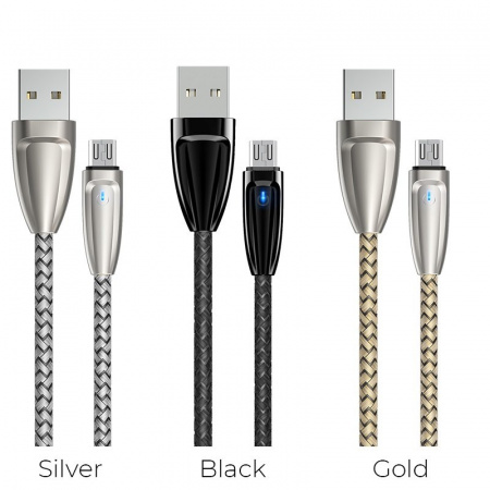 Кабель Borofone BU3 BlinkJet  USB - micro USB, 1.2 м серебристый