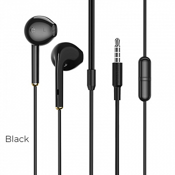 Проводные наушники BOROFONE BM46 Echo, Jack 3.5mm, 1.2 м, Черный, контроллер с микрофоном