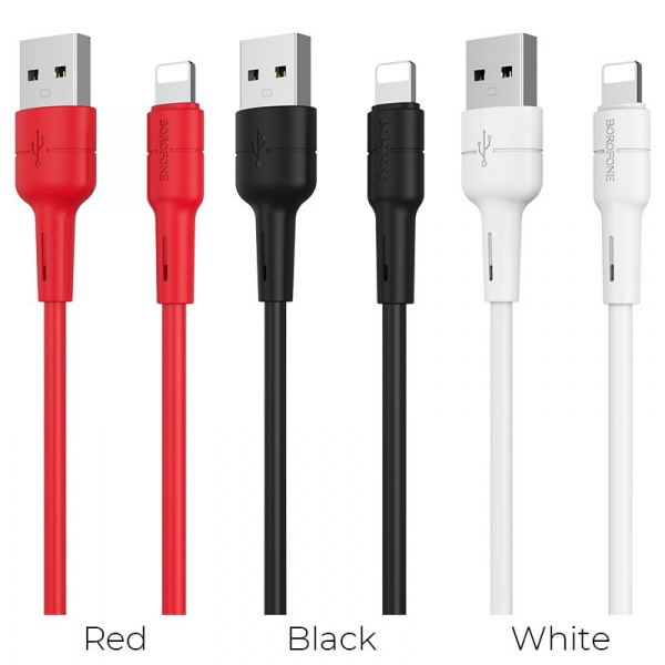 Кабель Borofone BX30 Silicone, lightning, 1 м, красный