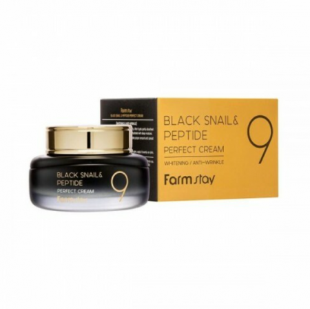 Farmstay Black Snail & Peptide 9 Perfect Cream Крем для лица с муцином черной улитки и пептидами