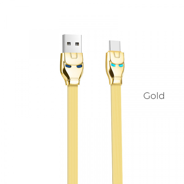 Кабель Hoco U14 Steel man, USB - USB Type-C, 1.2 м, золотой