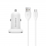 Автомобильное зарядное устройство BOROFONE BZ12 Lasting power 2*USB, 2.1A, белый, кабель MicroUSB