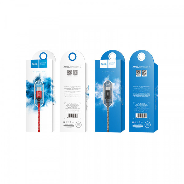 Кабель Hoco  X14, USB - USB Type-C, 2 м, черный