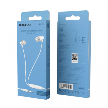 Наушники-вкладыши с микрофоном Borofone BM25 White