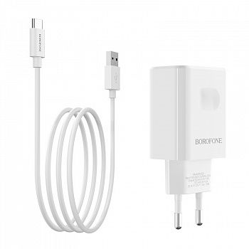 Зарядное устройство BOROFONE BA32A Bright power, 3A, белый, с кабелем Type-C