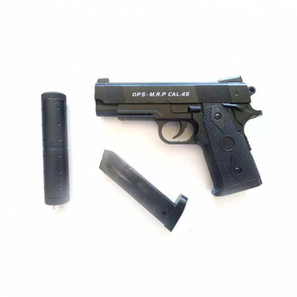 Металлический пистолет для страйкбола с глушителем Air Soft Gun C9+