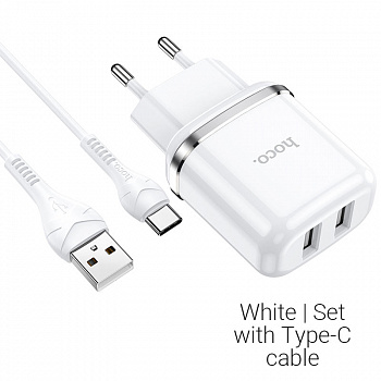 Зарядное устройство HOCO N4 Aspiring Type-C, 2.4A, белый