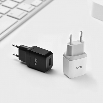 Сетевое зарядное устройство Hoco C22A, 1 USB, 2.4А, белый