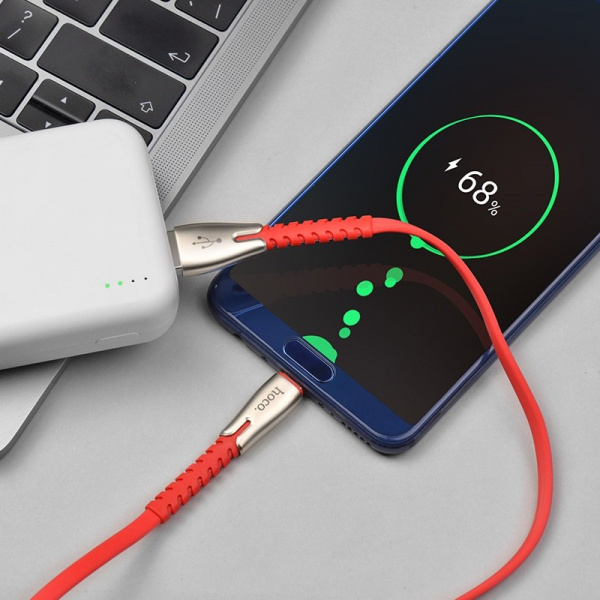 Кабель Hoco U58, USB - USB Type-C, 1.2 м, красный