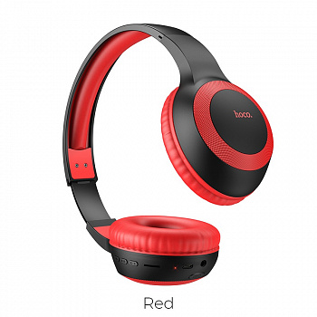 Беспроводные наушники HOCO W29 Outstanding, Bluetooth, 200 мАч, красный, AUX/TF, контроллер, микрофон