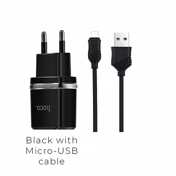 Комплект зарядки Micro USB Hoco C12 Smart, 2 USB, 2.4А, черный