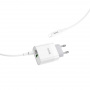 Зарядное устройство HOCO C80A Rapido, 3.1A, белый, Двойной порт USB/ Type-C,PD3.0, QC3.0, кабель Type-C - Lightning