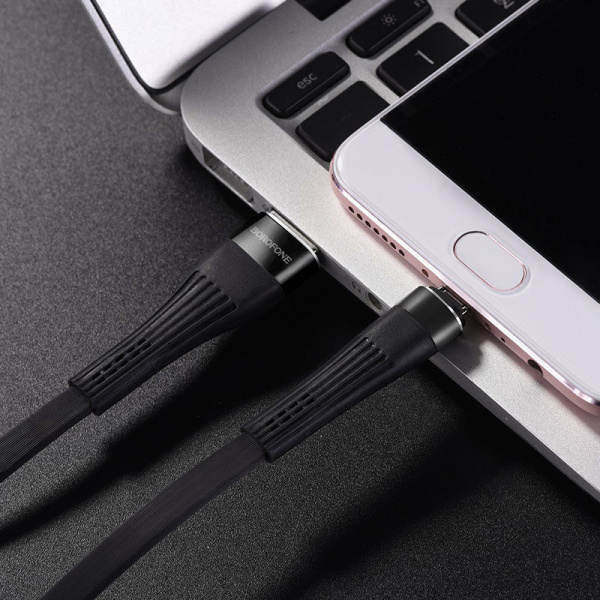 Кабель Borofone BU4 Small waistline USB - micro USB, 1.2 м черный