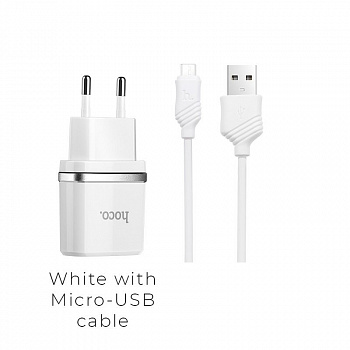 Комплект зарядки Micro USB Hoco C12 Smart, 2 USB, 2.4А, белый